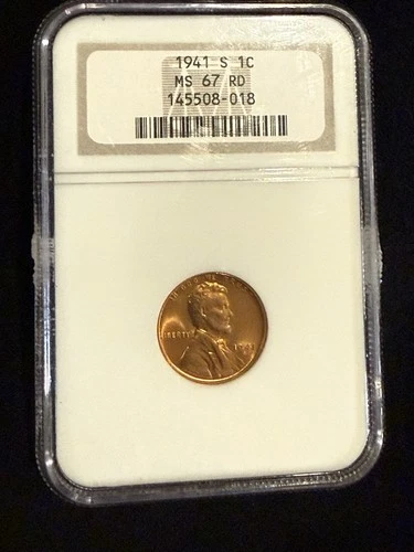 1941-S Lincoln Wheat Cent NGC MS67 RD