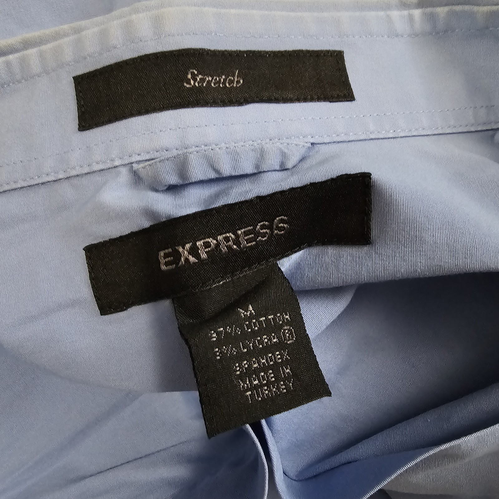 Express Stretch Solid Button Shirt Blue Dress Shi… - image 17