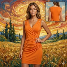 Michael Michael Kors Poppy Orange Ruched Zip Wrap Dress JU48K90S32 Medium NEW