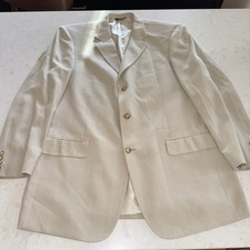 Vtg USA Made Bill Blass 44L Long Ivory White 100% Silk Soft Tweed Mens Blazer