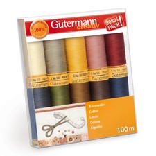 Gutermann 7345213 Natural Cotton 50 Thread Set 100m/10 Reels Assorted