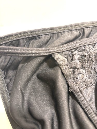 Vanity Fair Second Skin 9 48 String Nylon schimmernd Bikini Spitzeneinsatz Höschen Vintage - Bild 4 von 8
