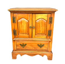 Vintage Mid Century Solid Maple Nightstand w/ Single Drawer and Storage - Rare!!