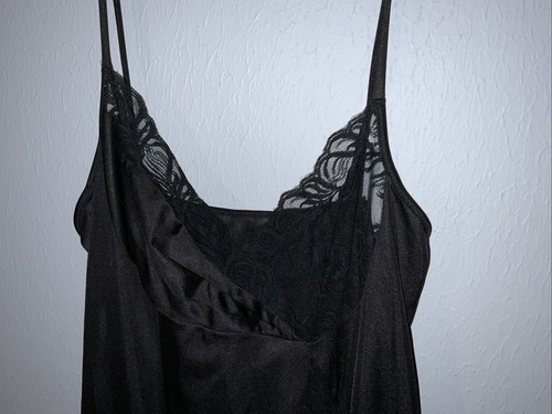 Vintage Nighty Negligee BLACK Long Lace - Afbeelding 4 van 6