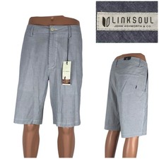 Linksoul Boardwalker Shorts Mens 36 Hybrid Boardwalk Casual Golf Stripe Blue NWT