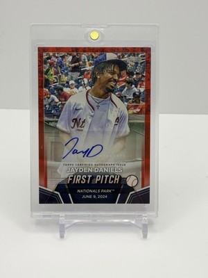 2024 Topps Update Series First Pitch Jayden Daniels Auto Red /25 Commanders SSP