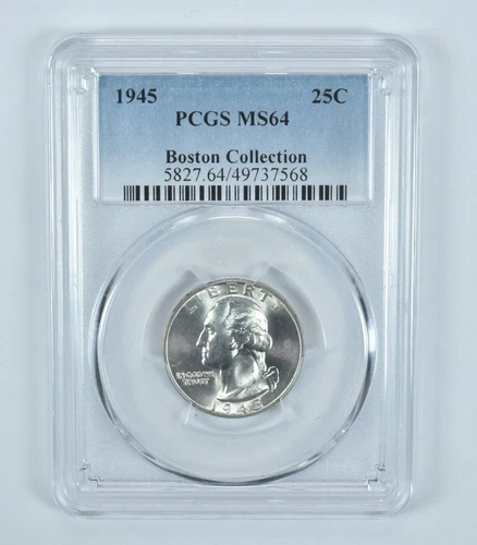 1945 Washington Quarter Boston Collection MS64 PCGS Blue Label