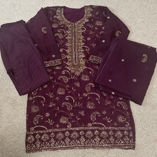 Pakistani Indian Salwar Kameez 3 Piece Asim Jofa Size Medium Embroidered