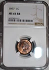 NGC MS-64 RB 1897 Indian Head Cent, Blazing, Red-Brown specimen!