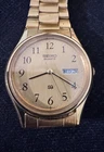 Seiko SQ Watch Men Silver Tone Daydate 5h23-7B79 - Untested.  Vintage 1987