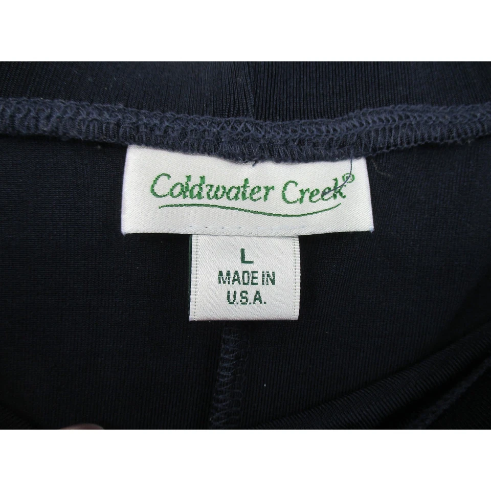 Coldwater Creek Skirt Womens Large Navy Blue Midi Slinky Knit Stretch Pull On - Image 3 of 4