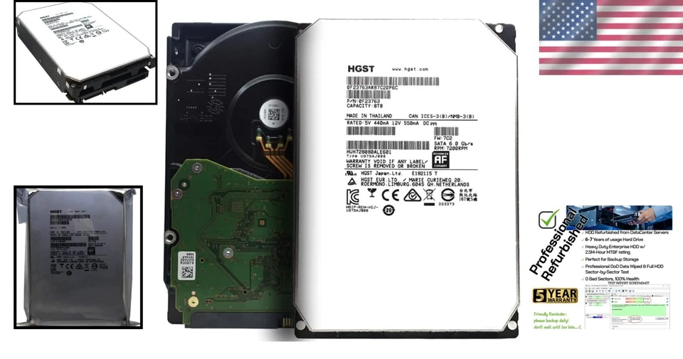 Disco duro empresarial Ultrastar He8 8 TB renovado Foto 2 de 4