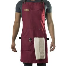Chef and BBQ Apron with Bottle Opener and Hand Towel - 10oz Cotton Canvas, Red