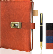 Diary with Lock for Men and Women, A5 Vintage Leather Journal with Lock for Boy