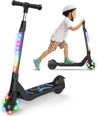 MARKENLOS 5.3" E Scooter Kinder für 6-10 Jahre E Roller Kinder mit LED Leuchten ⚫Schwarz