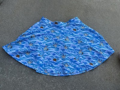 Pokemon Squirtle Great Wave Skater Skirt Blue Womens Size Small Mini Anime Zip