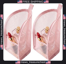 Travel Toiletry Bag with Dividers Waterproof Cosmetic Organizer Pink 2 Pack