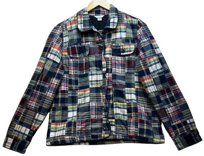 Christopher & Banks Womens Patchwork Blazer Jacket Size M Multi Madras Plaid