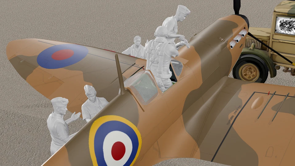 WWII RAF - Malta - Spitfire Pilot - Ground Crew - 5 Figure Set - Image 3 of 4