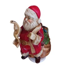 1987 Musical SANTA Jolly Saint Nick Figurine Ceramic Plays Music Christmas Works