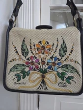 Vtg Enid Collins Texas Floral Jeweled Purse Bountiful Bouquet Of Flowers