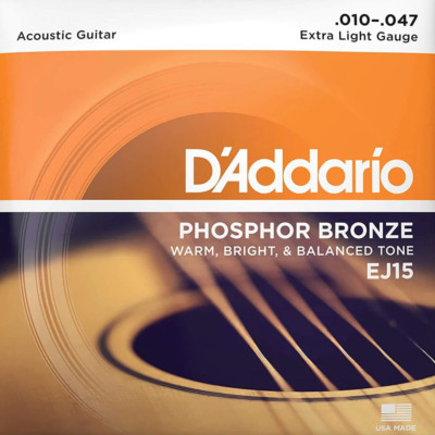 D'Addario EJ15 Phosphor Bronze Akustikgitarrensaiten Extra Light 10-47