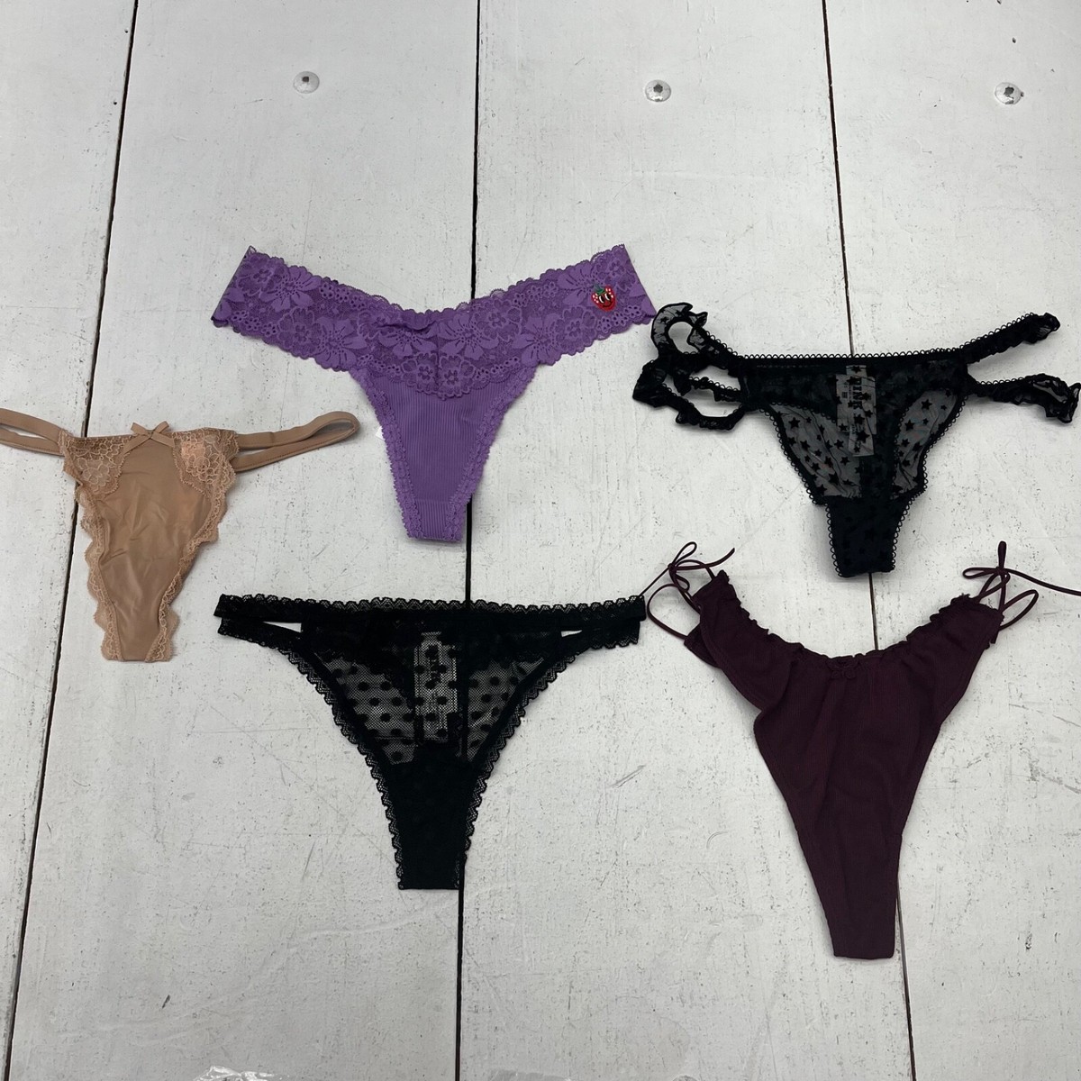PINK Victorias Secret 5-Pack Thong Underwear Multicolor Womens 