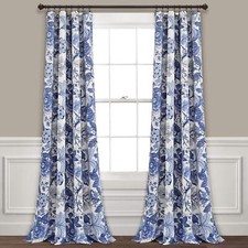 Sydney Light Filtering Window Curtain Panels Pair 52" W x 84" L Navy White ...