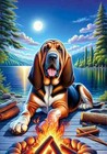 Black and Tan Coonhound Summer Camping Fun Flag