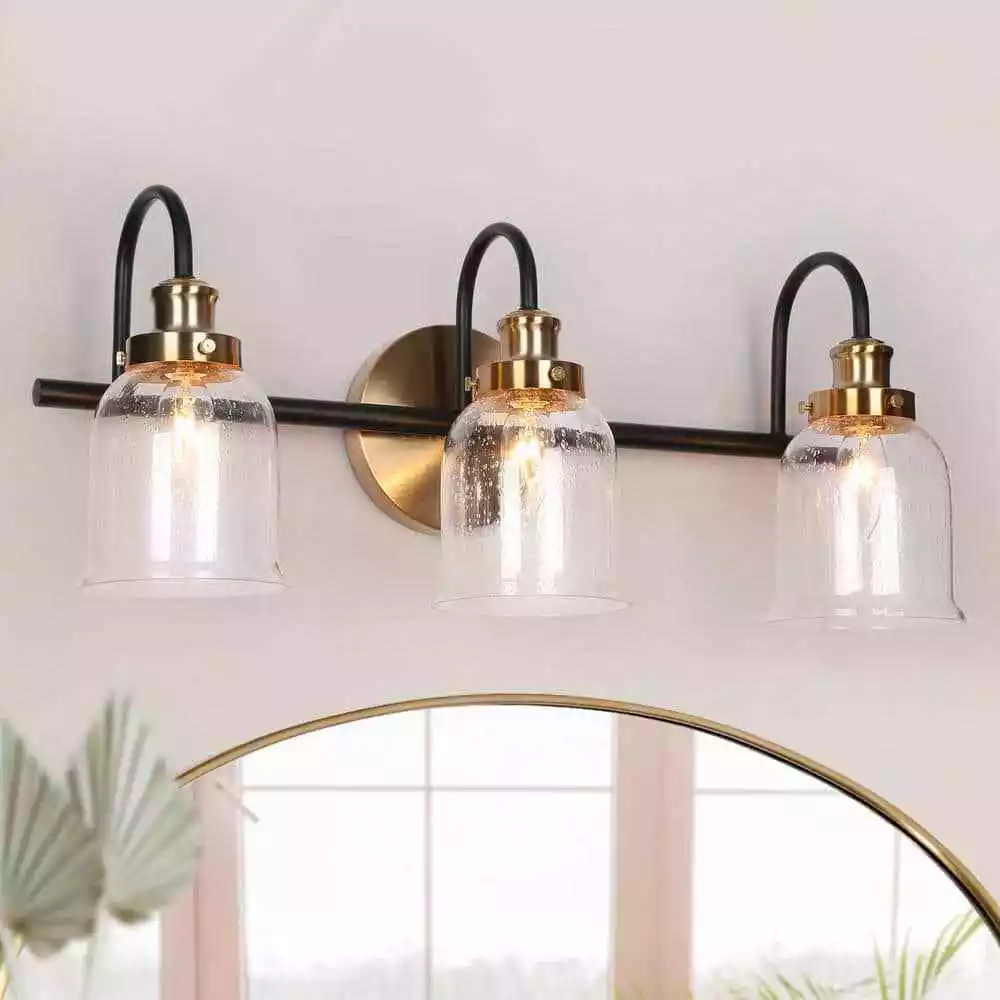 Seeded glass sale vanity light