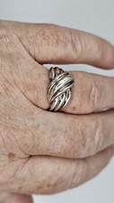 Vintage Sterling Silver 925 Woven Wide Band Ring Size 6 Patina Stamped
