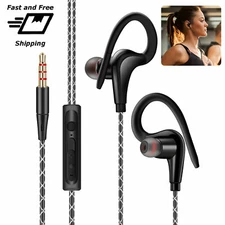 In-Ear Wired Sport Running Earphone Earbuds Over ear Hook Headphone 3.5mm w/MIC