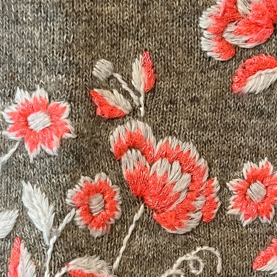 Anthropologie Sleeping on Snow Embroidered Knit Sweater Small Petite SP Wool Ble - Image 4 of 4