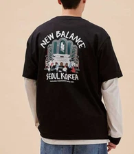 New Balance UNI Seoul City Running T-Shirts Unisex Casual Tee Black NBNEF2A073