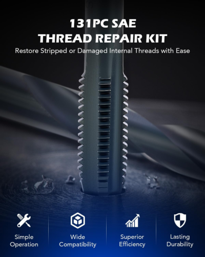 Kit Riparazione Filetti, SAE Helicoil Kit Riparazione con Punte Trapano HSS Inserti Filettati... - Foto 2 di 12