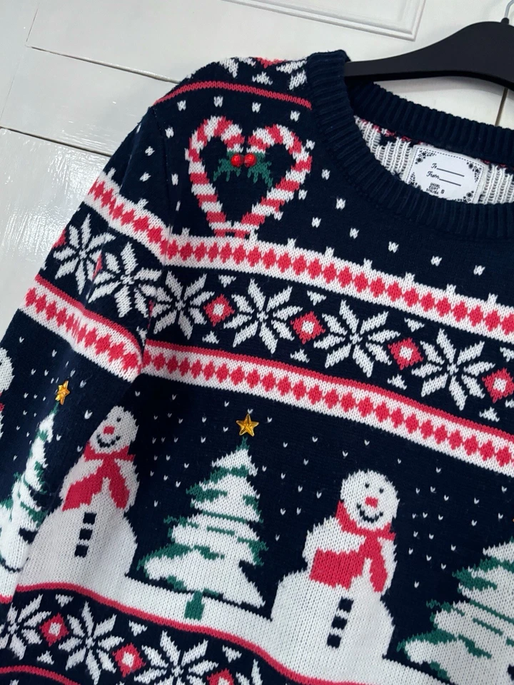Atmosphere Christmas Jumper Size Small Women’s Navy Mix Xmas Pre Loved Pullover - Image 4 of 4
