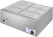 Steam Warmer, 6-Pan 6.9 1200W Qt/Pa 42.3QT Electric Commercial Food ROVSUN Table