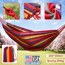 2 Person Double Camping Hammock Chair Bed Outdoor Hanging Swing Sleeping Gear