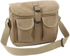 Khaki 2 Pocket Canvas Military Ammo Carry Shoulder Bag