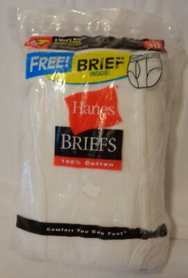 VINTAGE HANES MEN'S UNDERWEAR BRIEFS 100% COTTON WHITE NOS PKG of 7 SIZE 40 2001