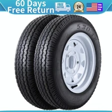 ✔️2pack Trailer Tires 5.30-12 5.30x12 530-12 530 12 with 12" Rims 5 Lug on 4.5"