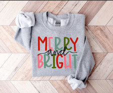 Merry and Bright Grey 3D SWEATER Mother Day Gift All Over Print Best Price