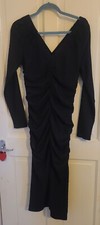 H&M Ladies Dress Size UK M Black Ruched NWT RRP £24.99 