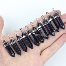 10 pezzi pietra sabbia blu esagonale punta Reiki Chakra ciondolo perline pietra curativa