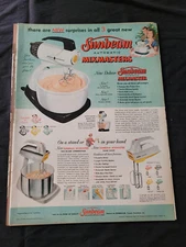 1957 VTG Orig Magazine Ad Kitchen Appliance SUNBEAM Mixmaster New Deluxe