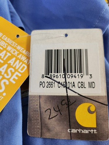 Carhartt Force Rockwell Mens Scrub Top Size-Medium Ceil Blue Medical Stain Resis - Picture 3 of 3