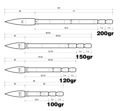 12X Archery Arrowheads Insert Tips 100-200gr Field Point 4.2mm Arrow Shaft DIY - Image 4 of 4