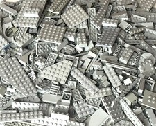 Bulk lot of 100 LEGO Pieces Bricks Plates Light Grey Gray Stone Free Shipping