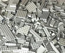 Bulk lot of 275 LEGO Pieces Bricks Plates Light Grey Gray Stone Free Shipping