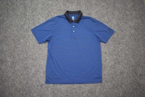 PGA Tour Polo Shirt Adult Large Blue Black Striped Golfing Golfer Casual Mens